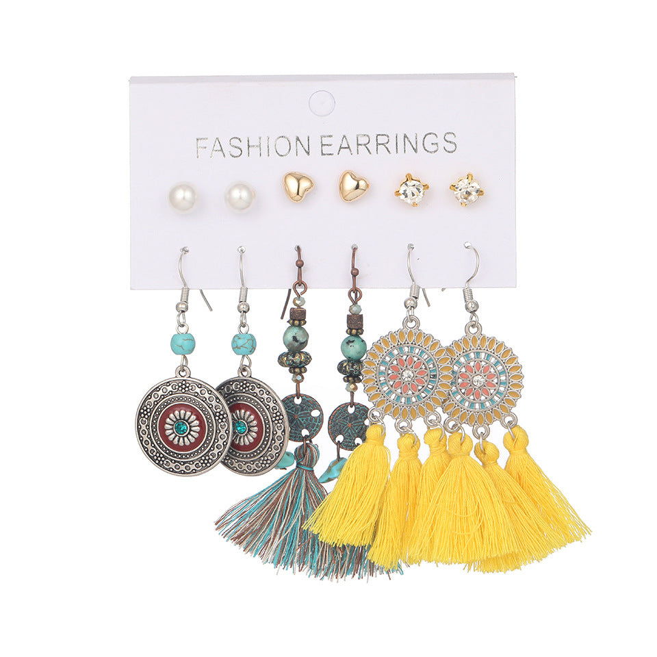 Women's Bohemian Tassel Earrings – 3-Piece Set