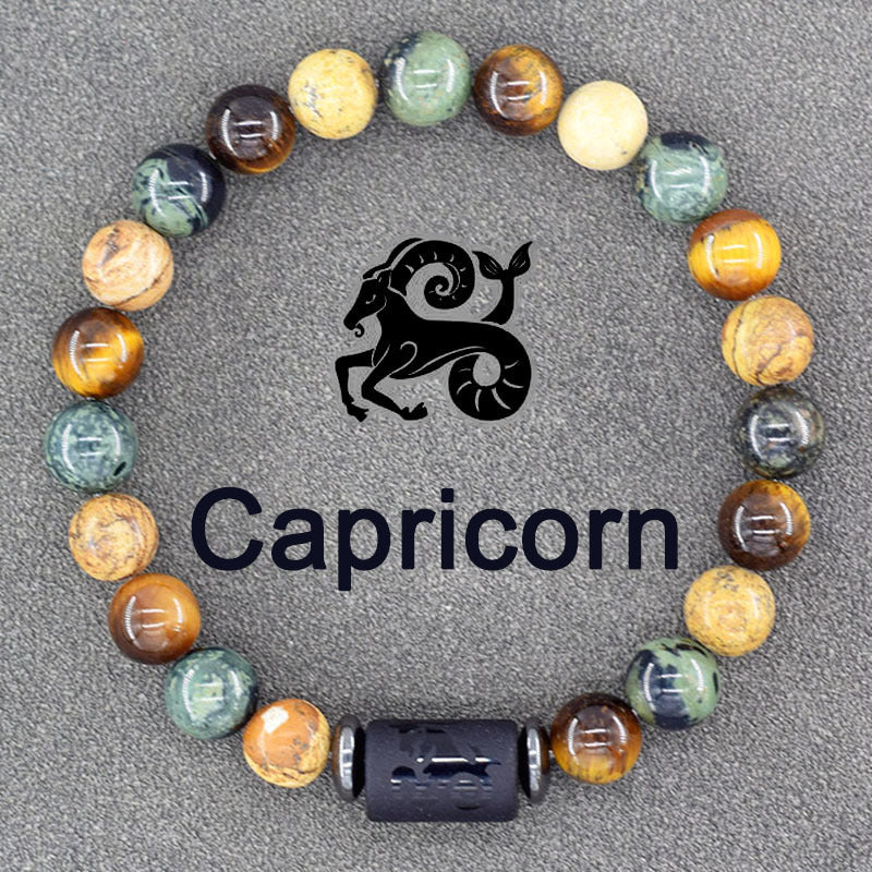 Zodiac Constellation Natural Stone Pendant Bracelet