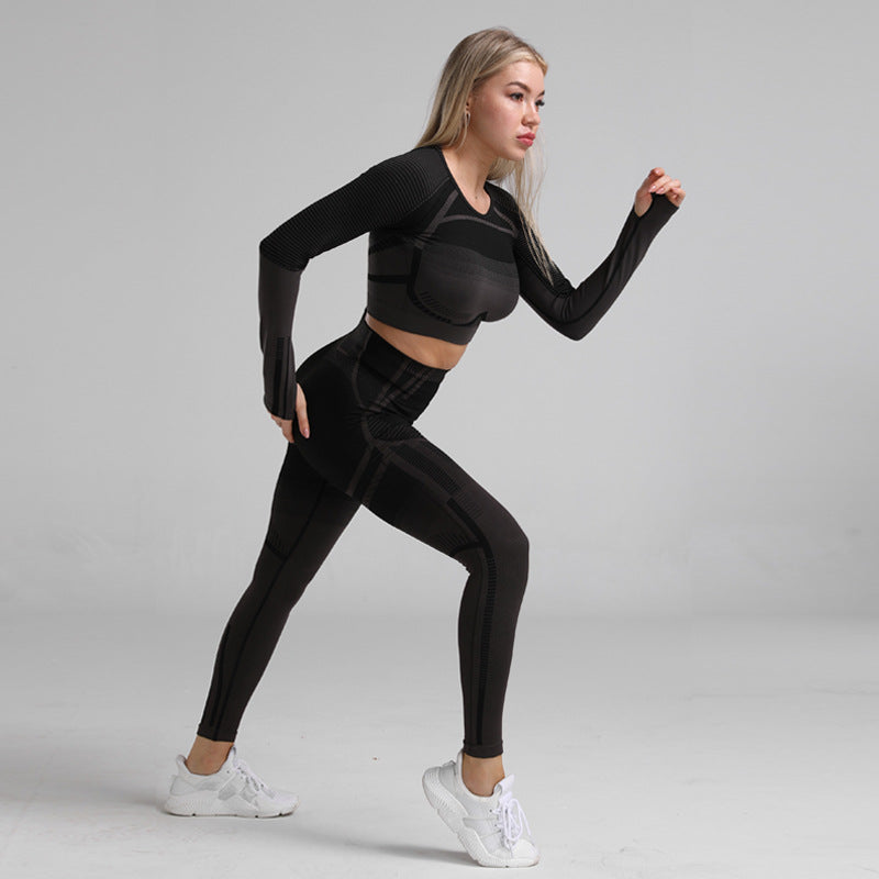Women's Striped Tight Gym & Sports Set