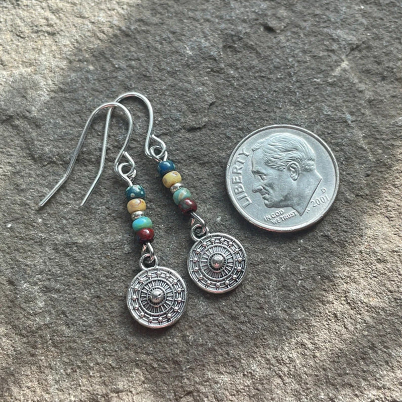 Bohemian Round Beaded Pendant Earrings Vintage