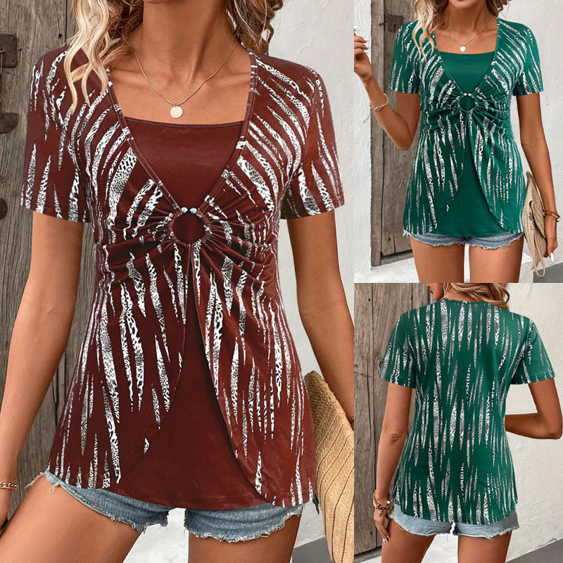 Women's Striped Short-Sleeve Casual Top