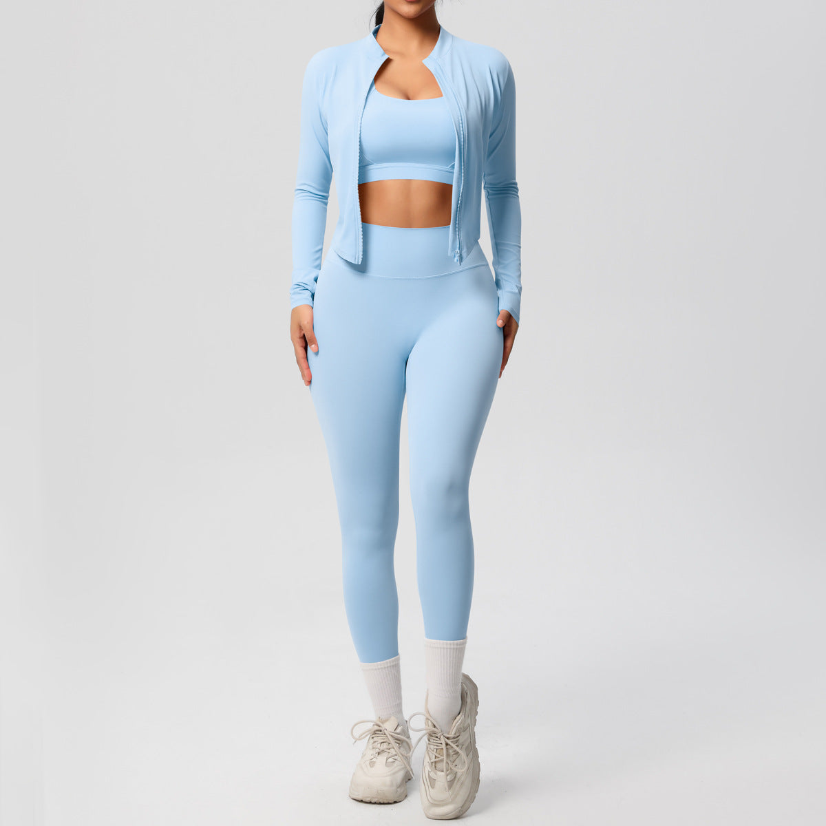 Women's 3-Piece Yoga Set – Vest, Bra & Jacket