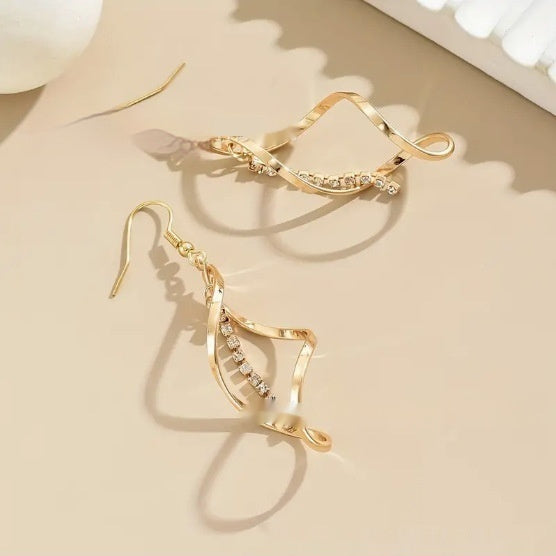 Women's Spiral Diamond Geometric Earrings