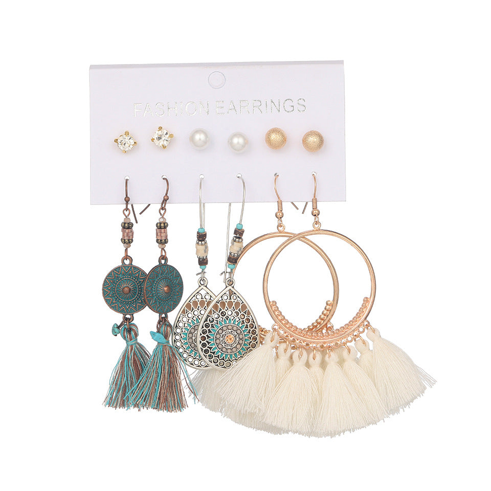 Women's Bohemian Tassel Earrings – 3-Piece Set