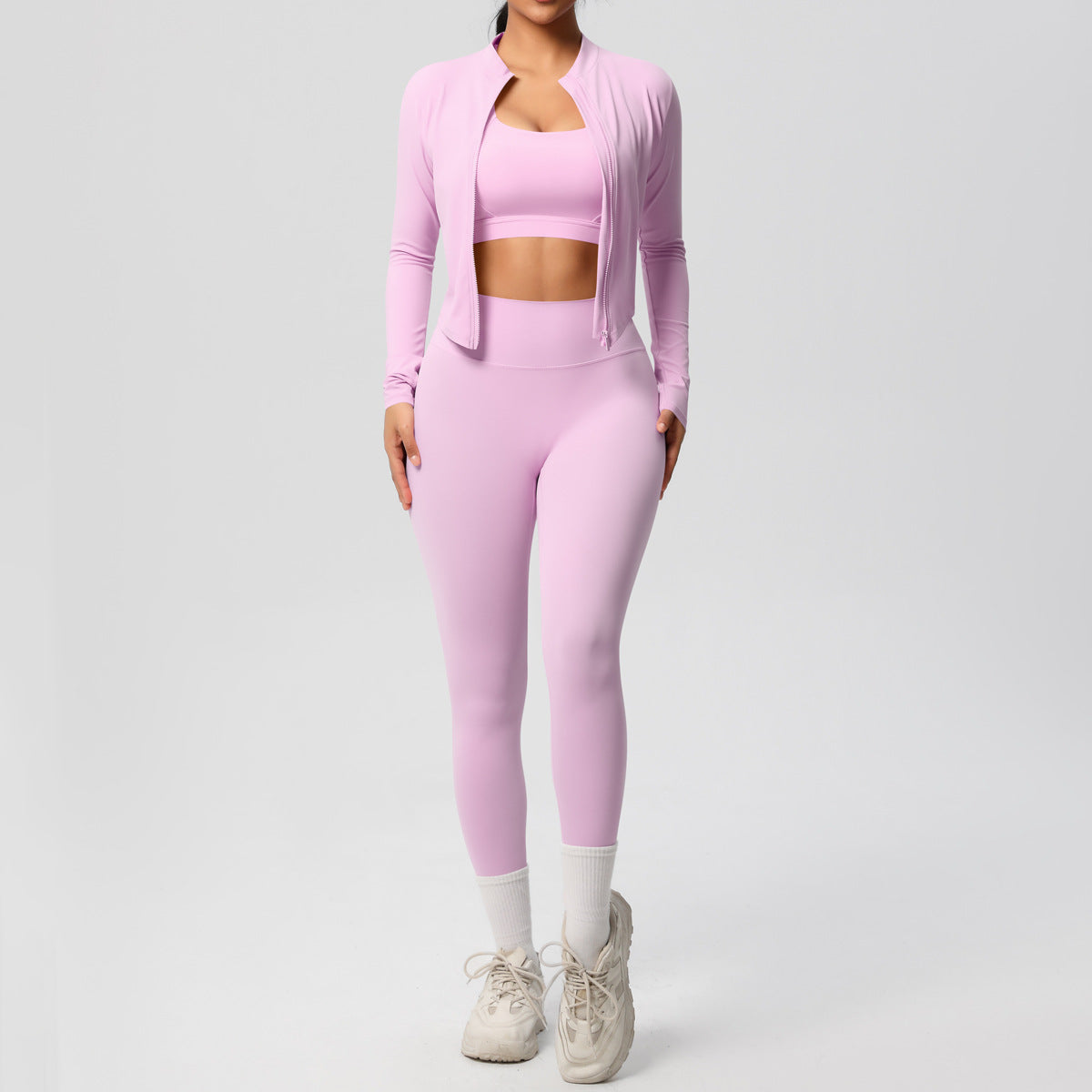 Women's 3-Piece Yoga Set – Vest, Bra & Jacket