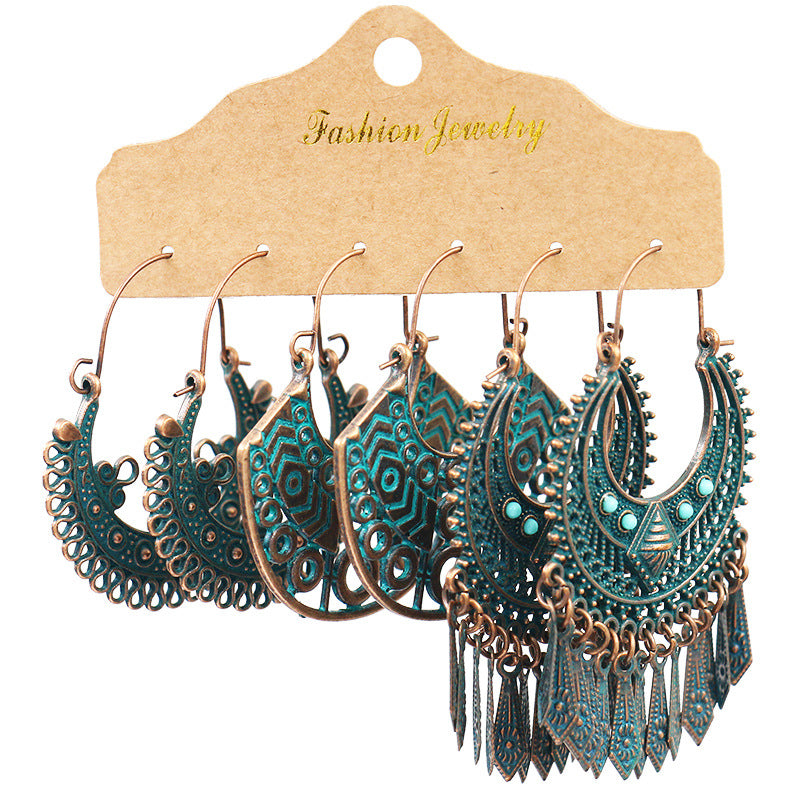 Women's Bohemian Tassel Earrings – 3-Piece Set