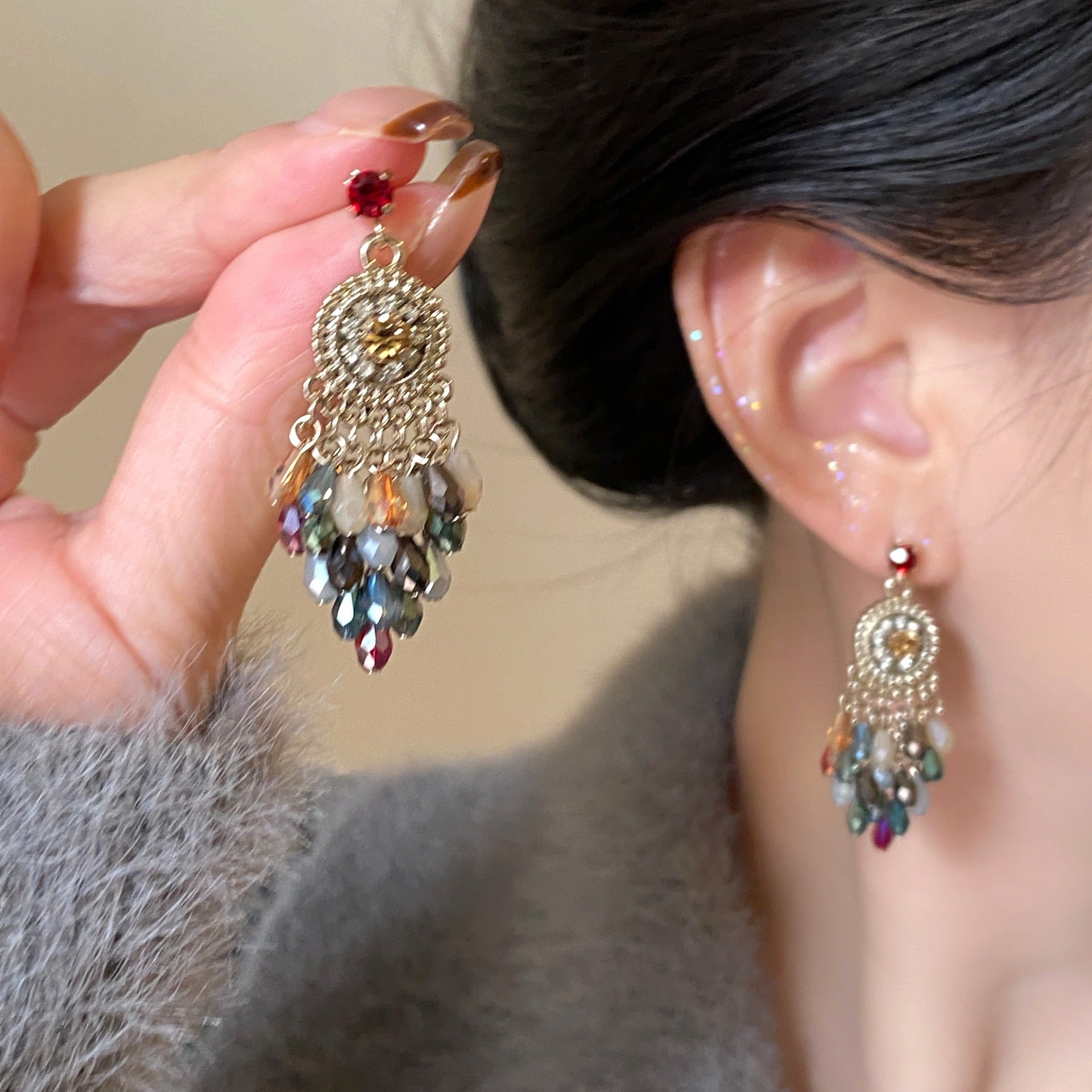 Women's Bohemian Zircon Tassel Earrings