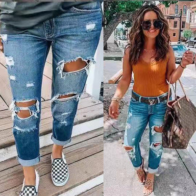 Women's Mid-Rise Ripped Skinny Jeans