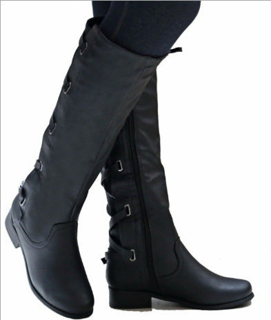 Women's Lace-Up Rider Boots – Low Block Heel