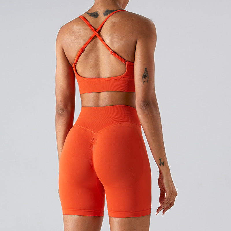 Women's Seamless Beauty-Back Sports Bra & Shorts Set