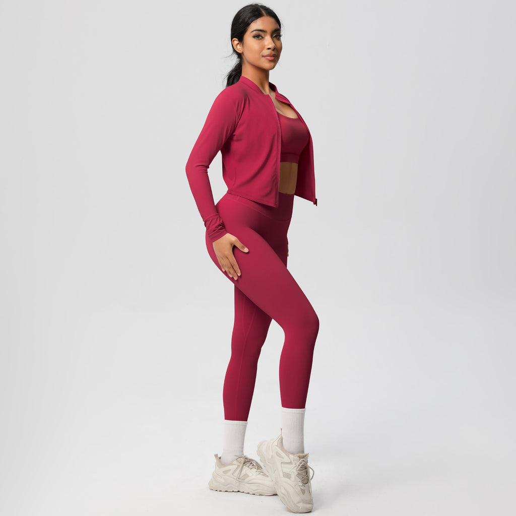 Women's 3-Piece Yoga Set – Vest, Bra & Jacket
