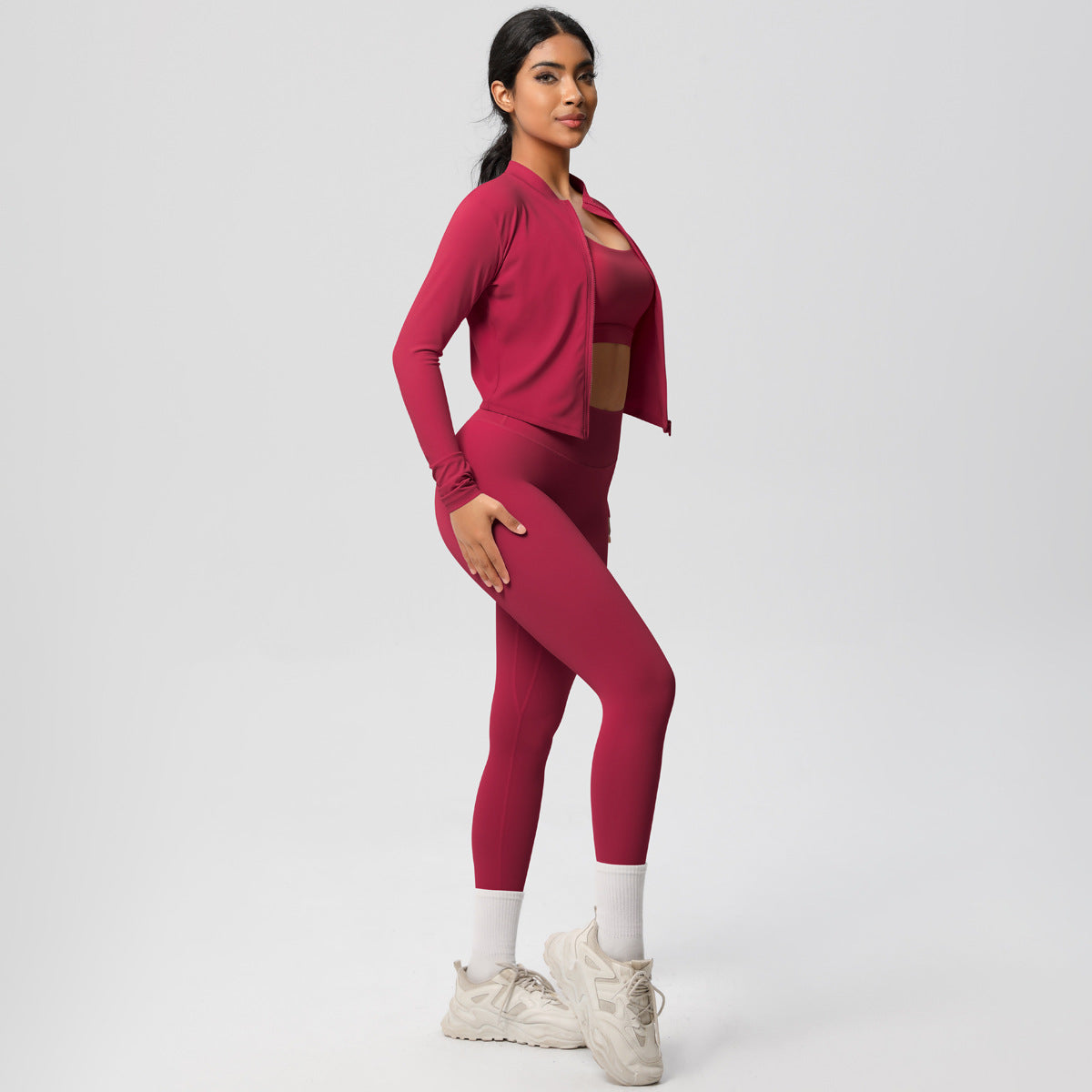 Women's 3-Piece Yoga Set – Vest, Bra & Jacket