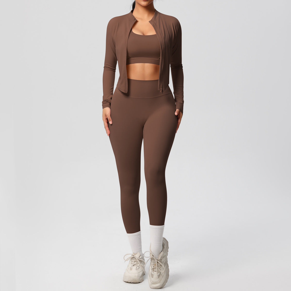 Women's 3-Piece Yoga Set – Vest, Bra & Jacket
