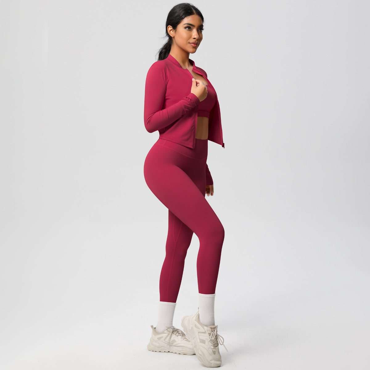 Women's 3-Piece Yoga Set – Vest, Bra & Jacket