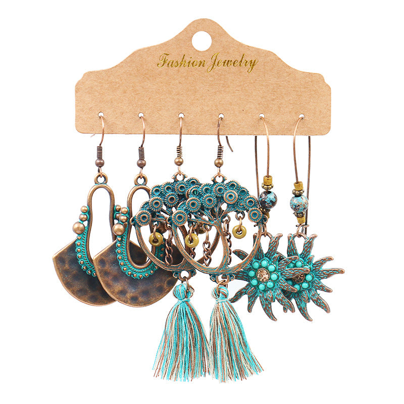 Women's Bohemian Tassel Earrings – 3-Piece Set