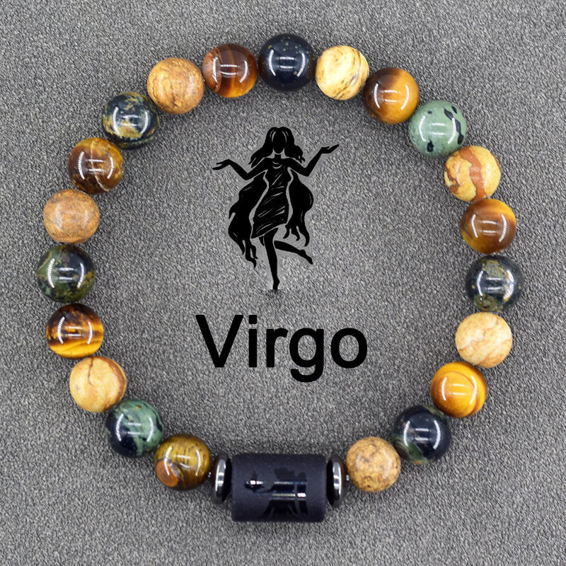 Zodiac Constellation Natural Stone Pendant Bracelet