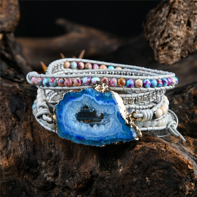 Women's Boho Natural Stone 5-Strand Wrap Bracelet