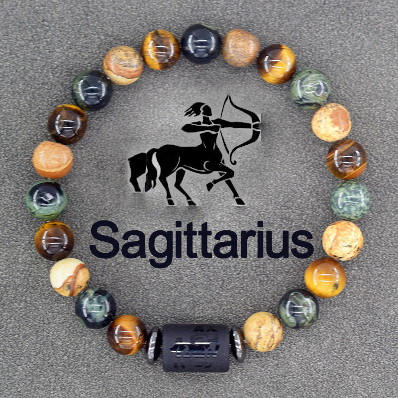 Zodiac Constellation Natural Stone Pendant Bracelet