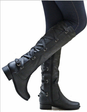 Women's Lace-Up Rider Boots – Low Block Heel