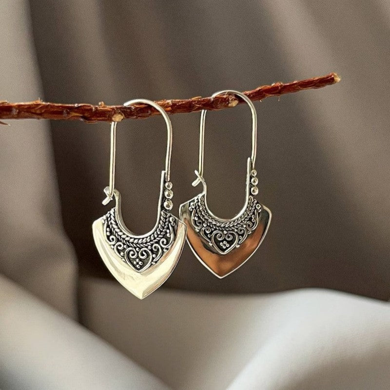 Women's Bohemian Carved Geometric Earrings