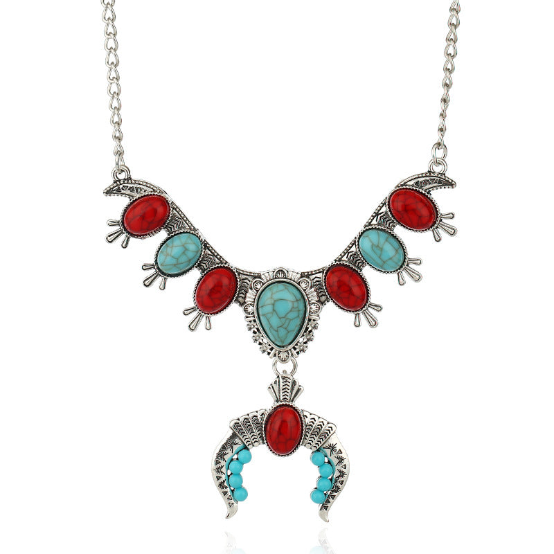 Women's Ethnic Style Turquoise Pendant Necklace