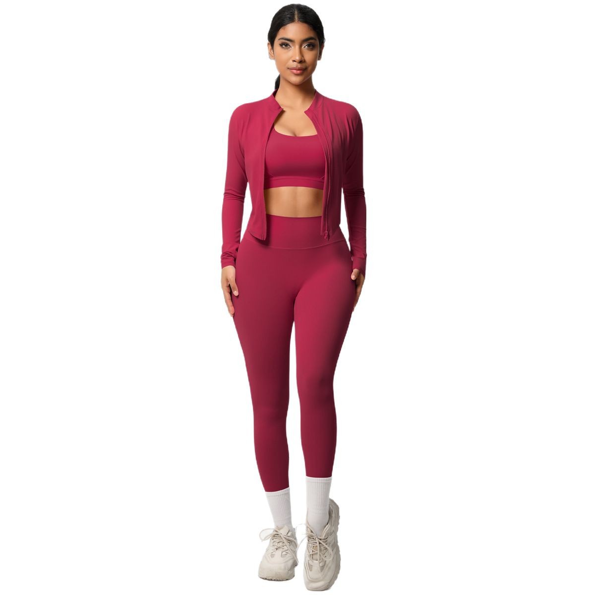 Women's 3-Piece Yoga Set – Vest, Bra & Jacket
