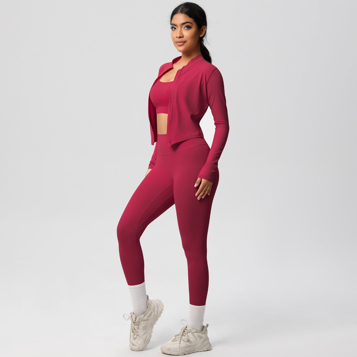 Women's 3-Piece Yoga Set – Vest, Bra & Jacket