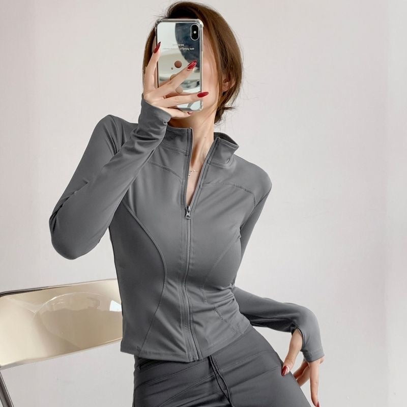 Women's Gradient Zip-Up Tight Long-Sleeve Yoga Jacket