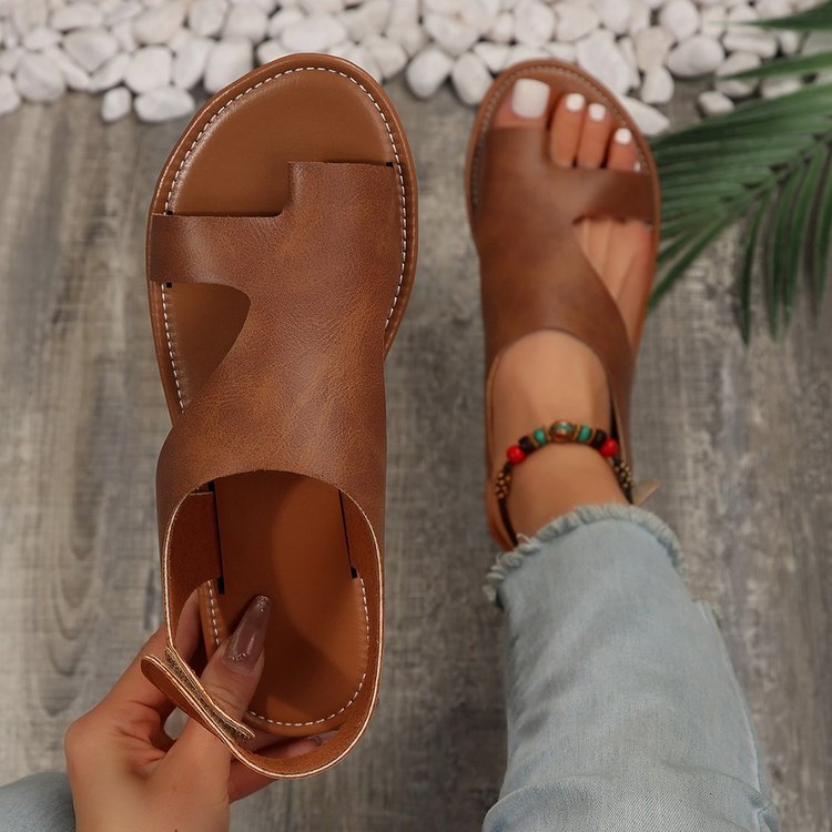 Women's Plus-Size Velcro Flat Sandals