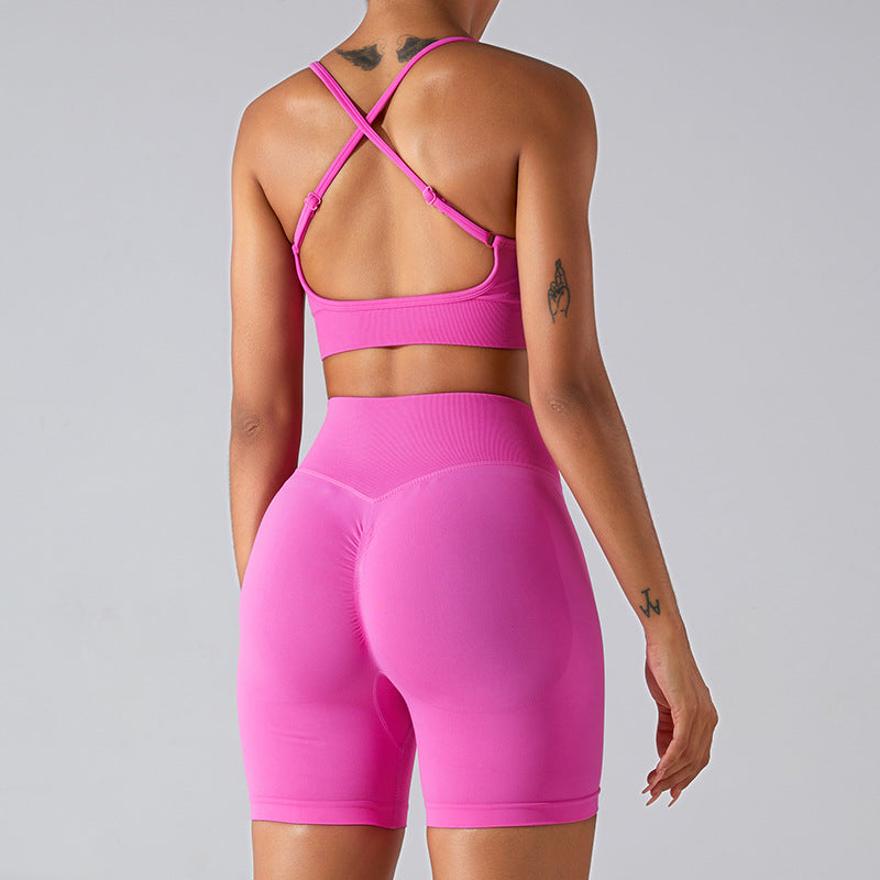 Women's Seamless Beauty-Back Sports Bra & Shorts Set