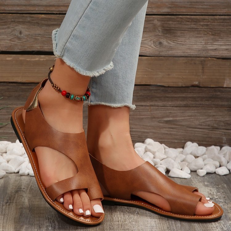 Women's Plus-Size Velcro Flat Sandals