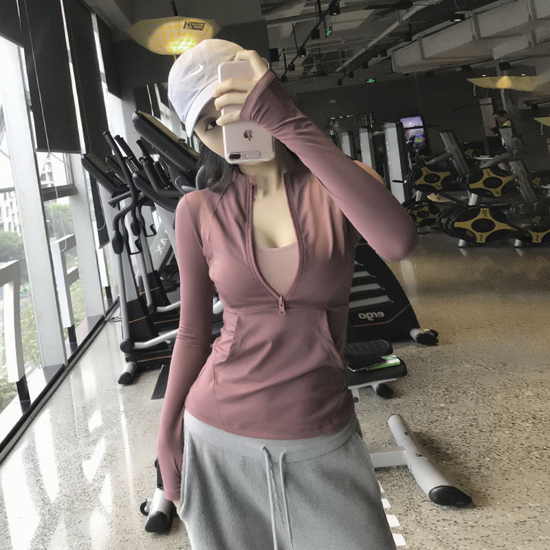 Women's Gradient Zip-Up Tight Long-Sleeve Yoga Jacket