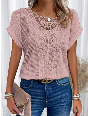 Women's Hollow-Out Ethnic Style Short-Sleeve Top