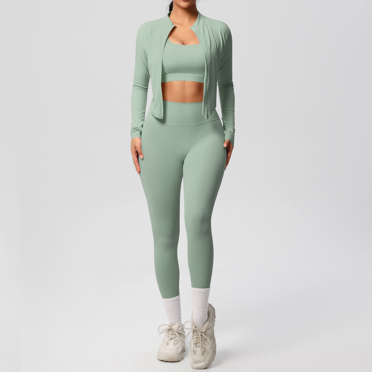 Women's 3-Piece Yoga Set – Vest, Bra & Jacket