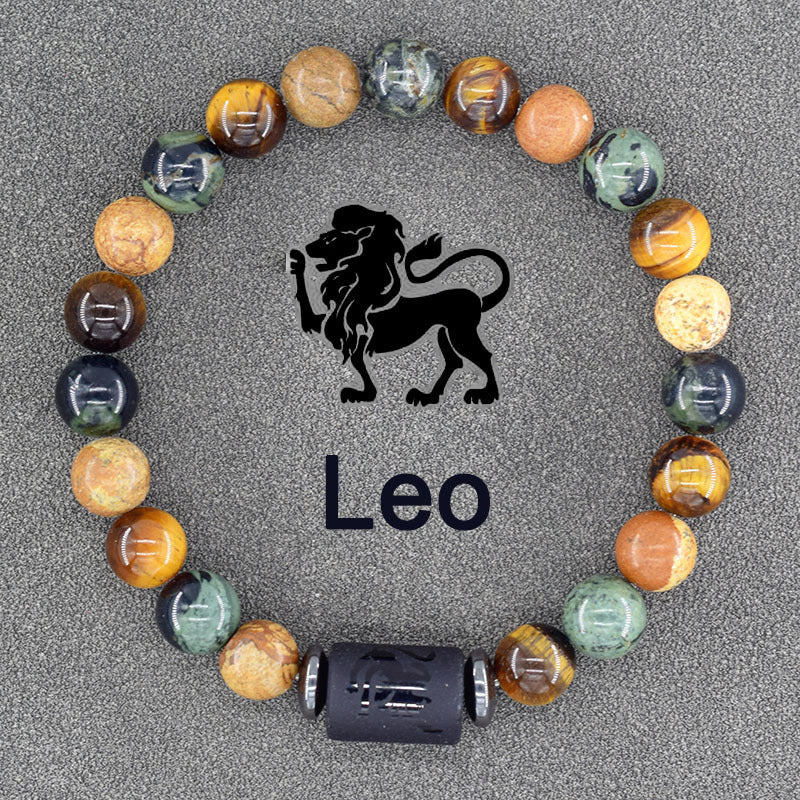 Zodiac Constellation Natural Stone Pendant Bracelet