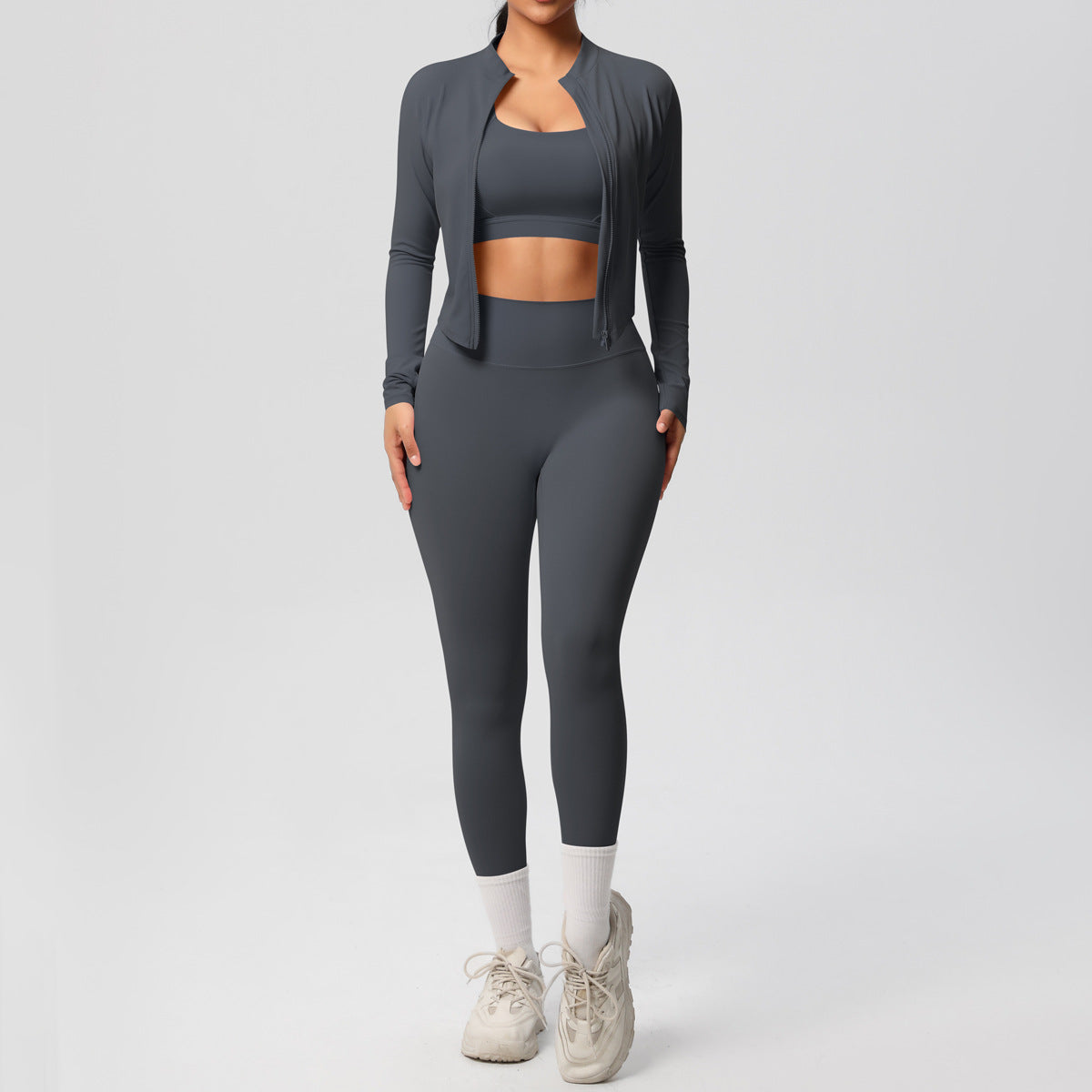 Women's 3-Piece Yoga Set – Vest, Bra & Jacket
