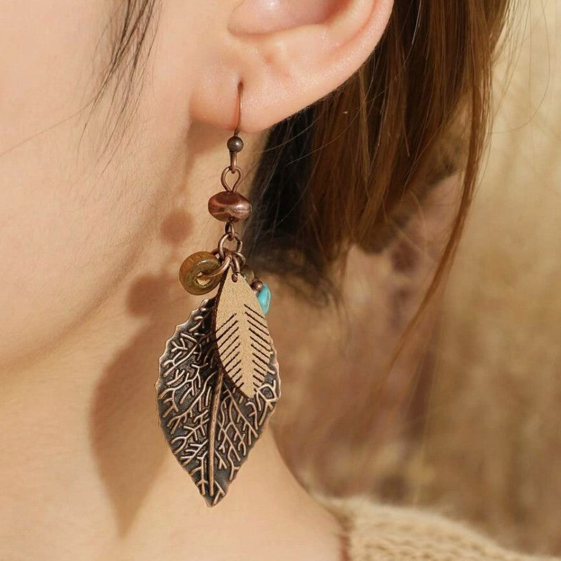 Women's Bohemian Leaf Necklace & Earring Set