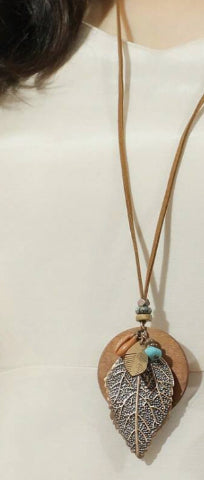 Women's Bohemian Leaf Necklace & Earring Set